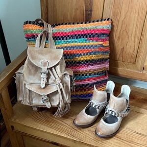 Freebird Beige Leather Backpack